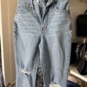 Madewell High Rise Light Wash Distressed Jeans